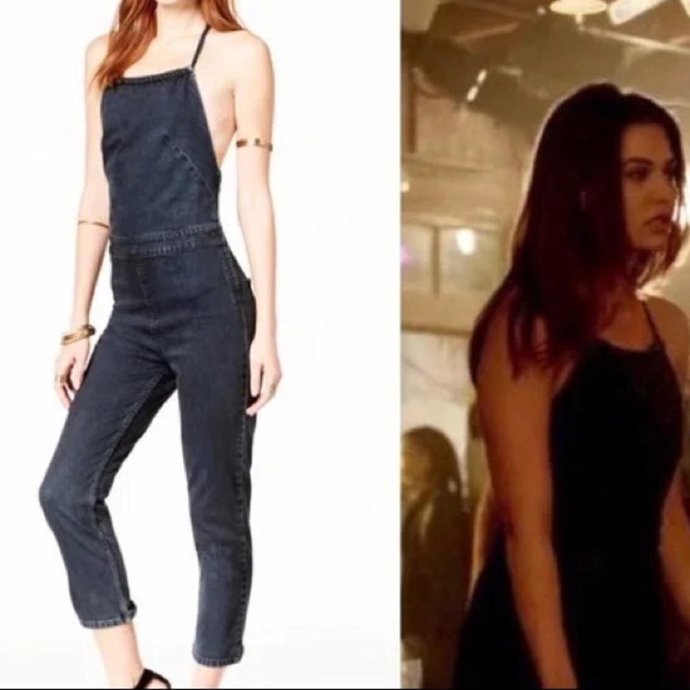 Free People Hearts On Fire halter neck denim jumpsuit